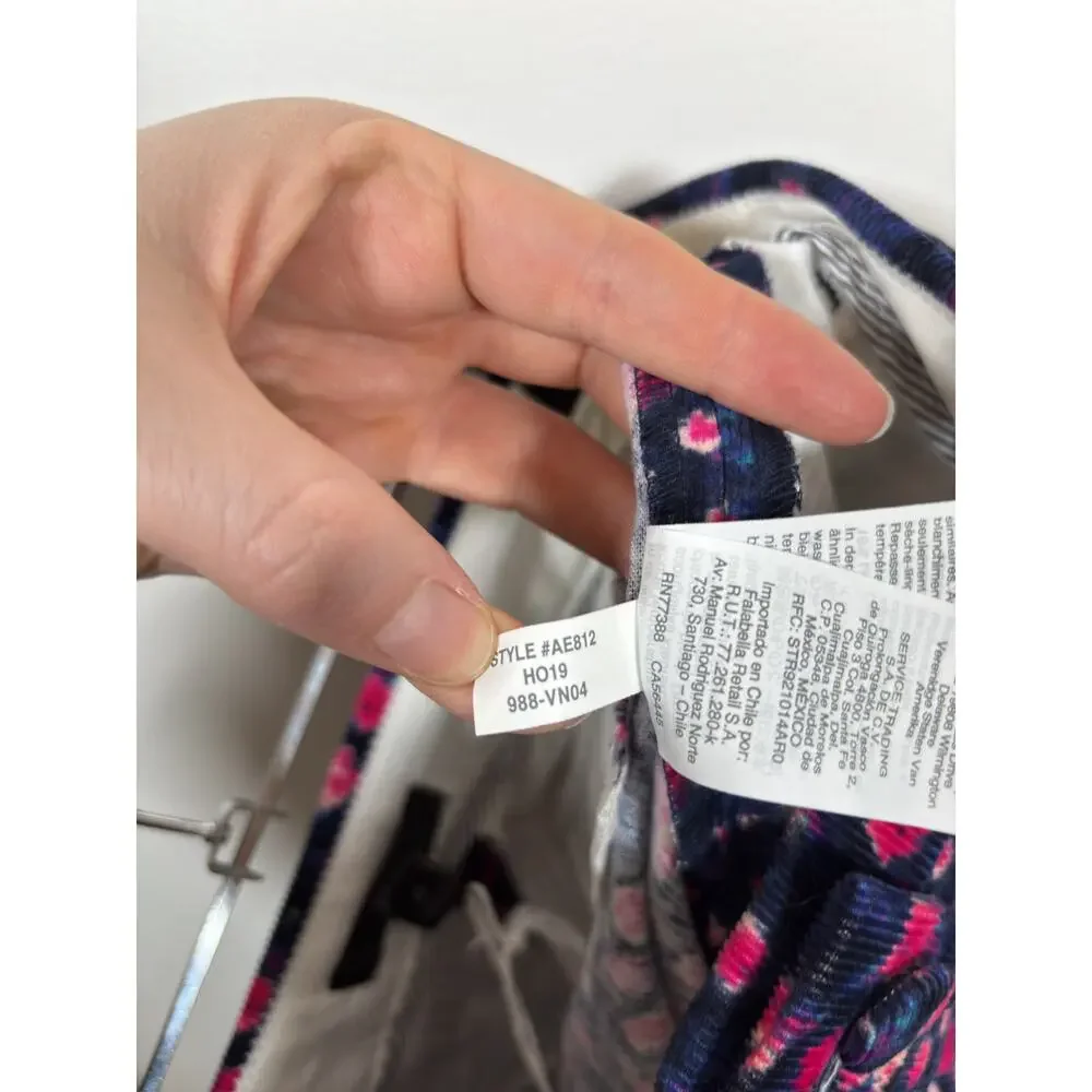 J. Crew Kickout Cord Pants Womens 0 Navy Blue Floral Corduroy High Rise Straight